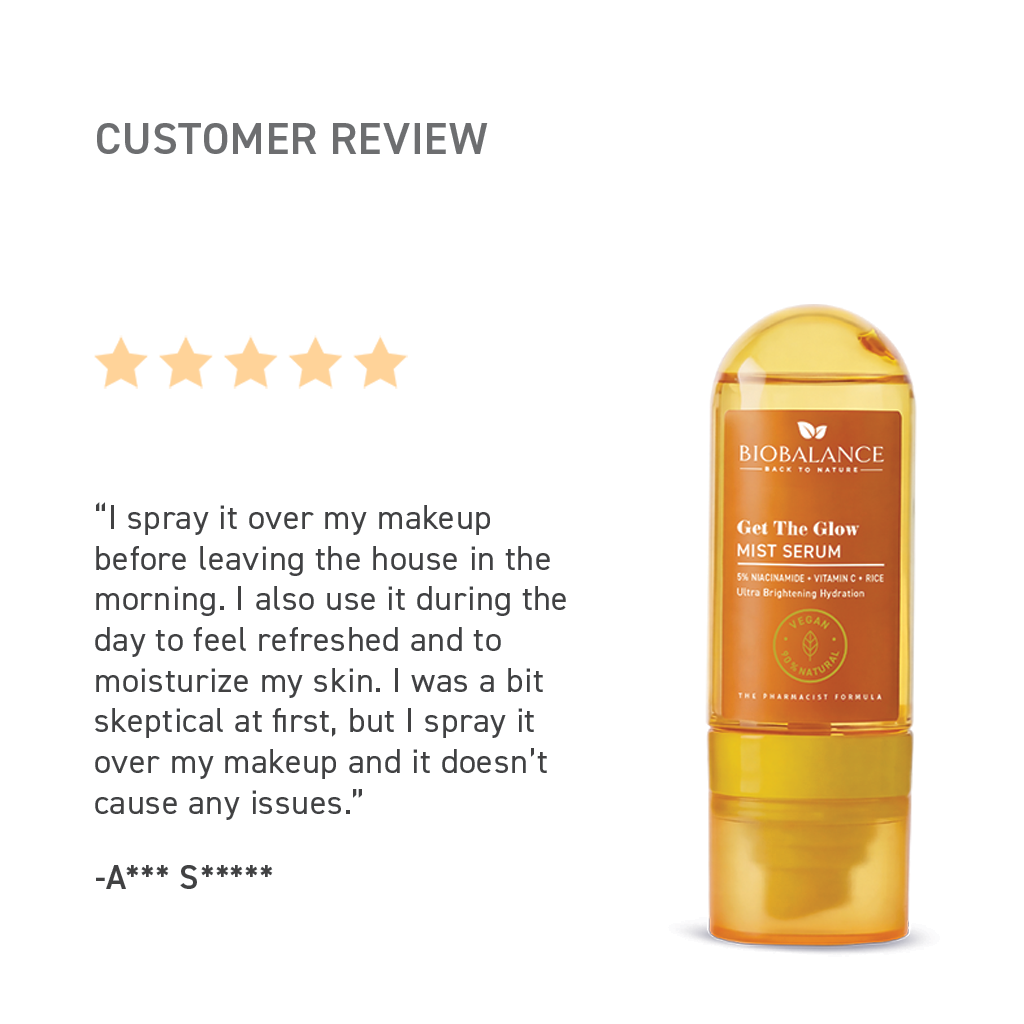 BIO BALANCE Get The Glow Mist Serum  – švytėjimo suteikianti veido dulksna-serumas
