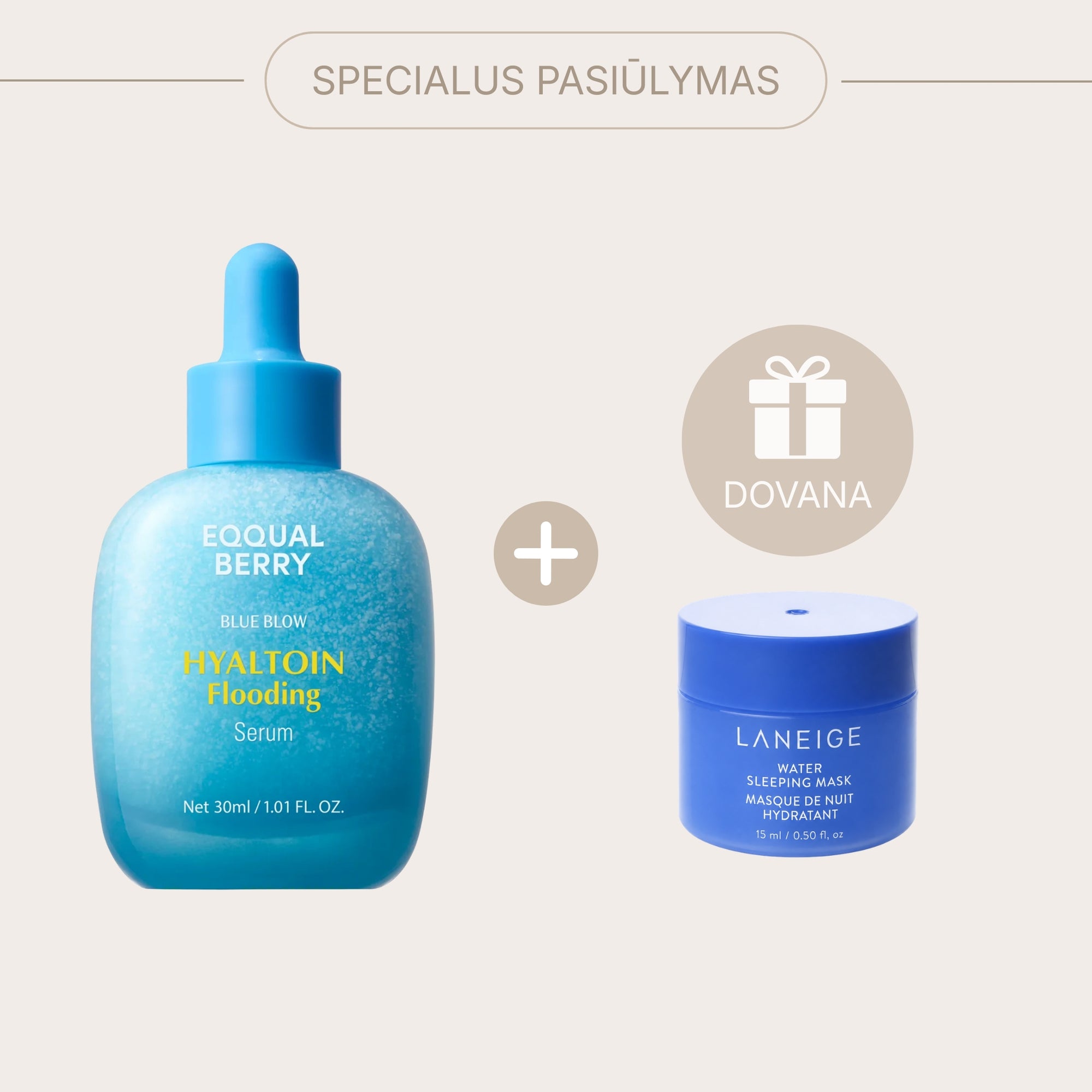 EQQUALBERRY Hyaltoin Flooding Serum - drėkinamasis veido serumas + DOVANA