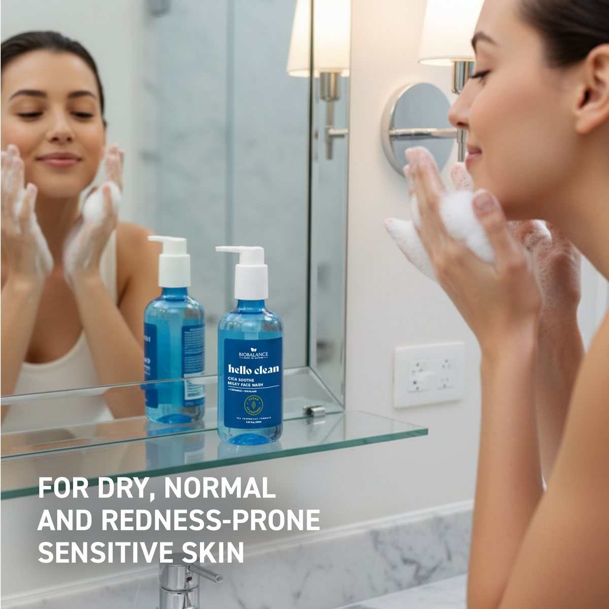 BIO BALANCE Hello Clean Cica Soothe Milky Face Wash – raminantis ir drėkinantis kreminis veido prausiklis