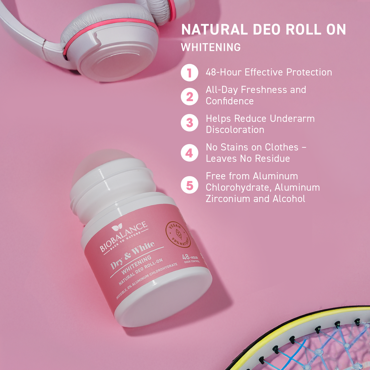 BIO BALANCE DRY &amp; WHITE – natūralus balinamasis rutulinis dezodorantas