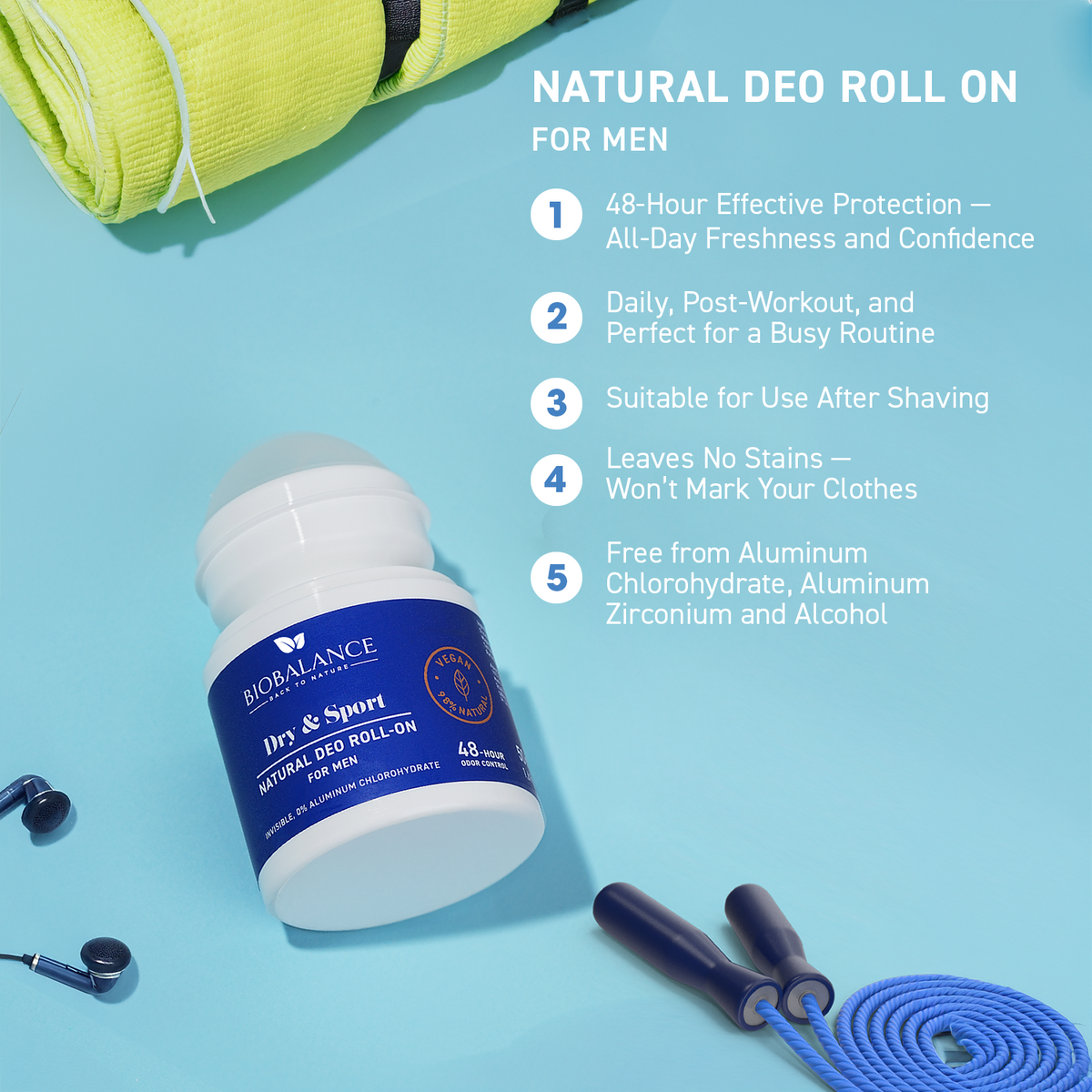 BIO BALANCE DRY &amp; SPORT – natūralus rutulinis dezodorantas vyrams