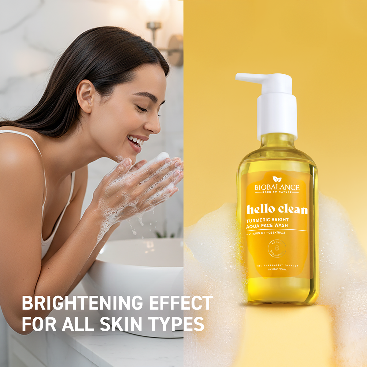 BIO BALANCE Hello Clean Turmeric Bright Aqua Face Wash – skaistinantis veido prausiklis