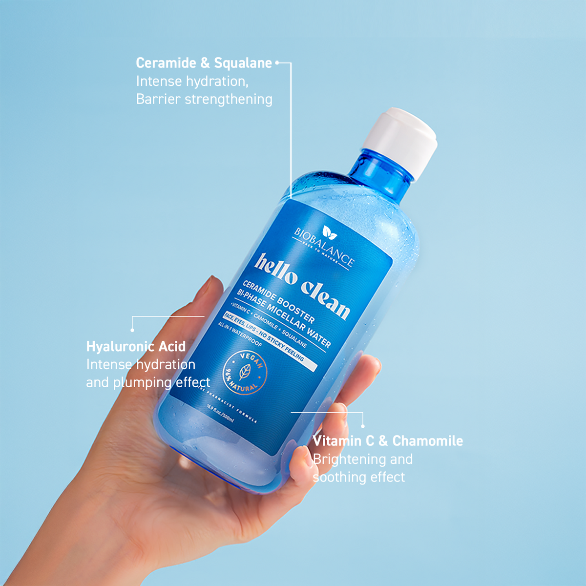BIO BALANCE Hello Clean BI-PHASE  – dvifazis micelinis vanduo su keramidais