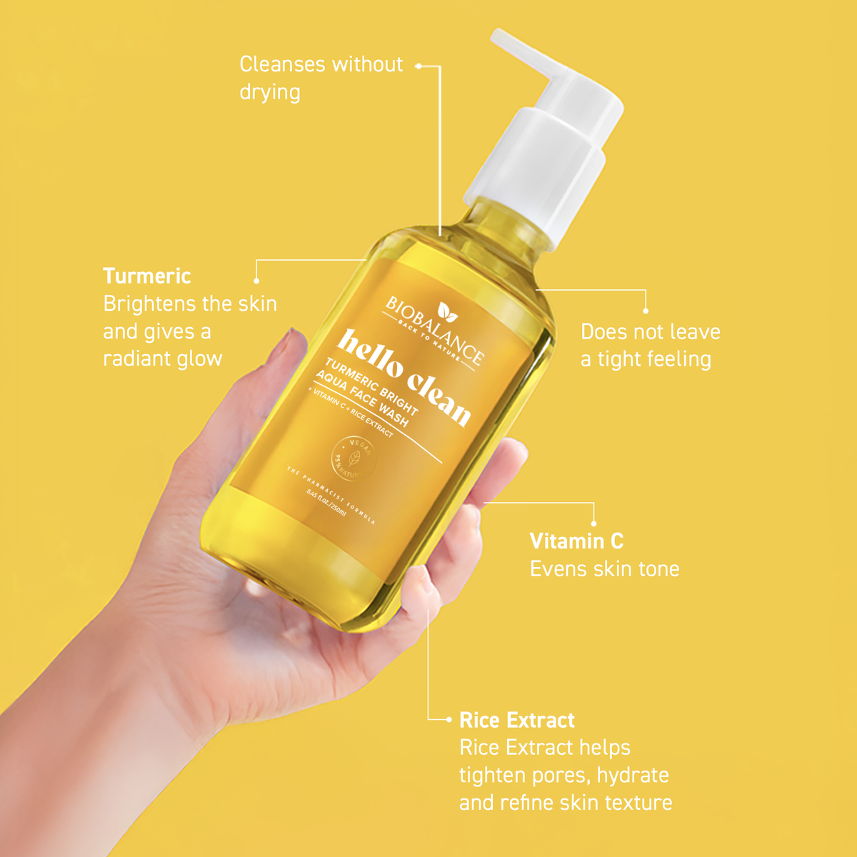 BIO BALANCE Hello Clean Turmeric Bright Aqua Face Wash – skaistinantis veido prausiklis