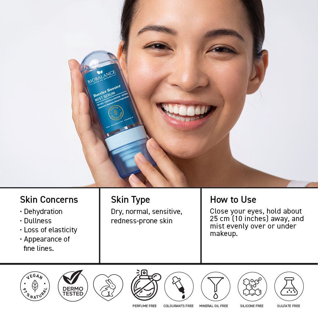 BIO BALANCE Barrier Booster Mist Serum  – odos barjerą stiprinanti veido dulksna-serumas
