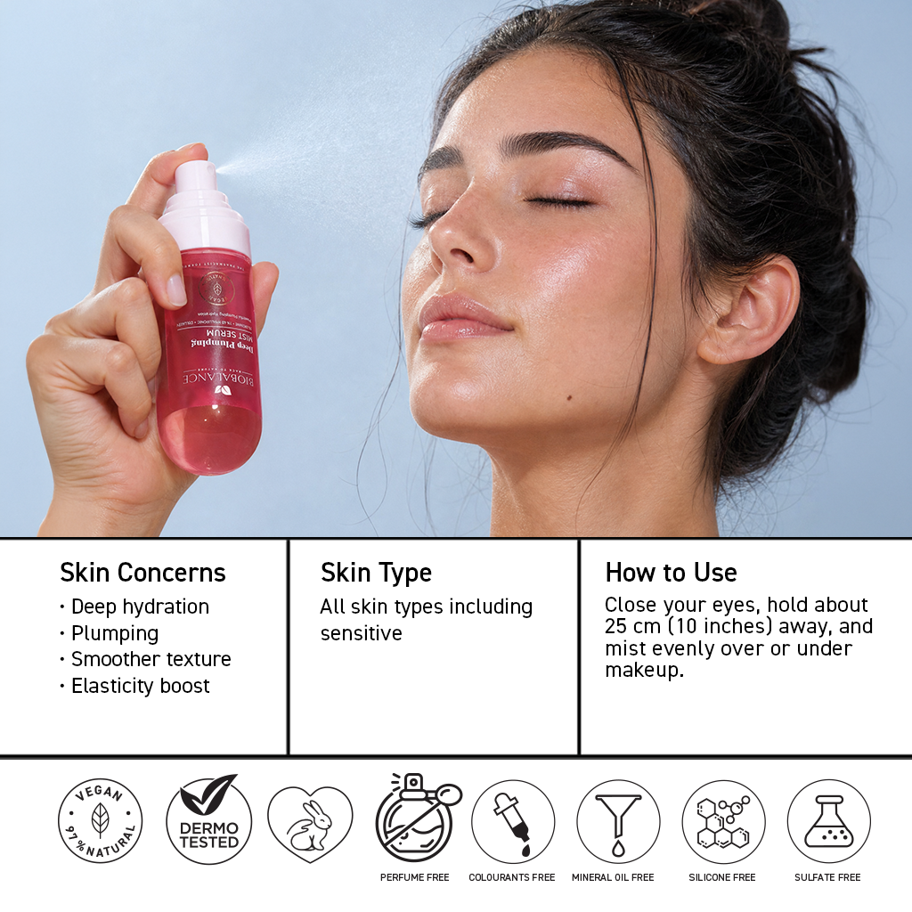 BIO BALANCE Deep Plumping Mist Serum  – intensyviai putlinanti drėkinamoji veido dulksna-serumas