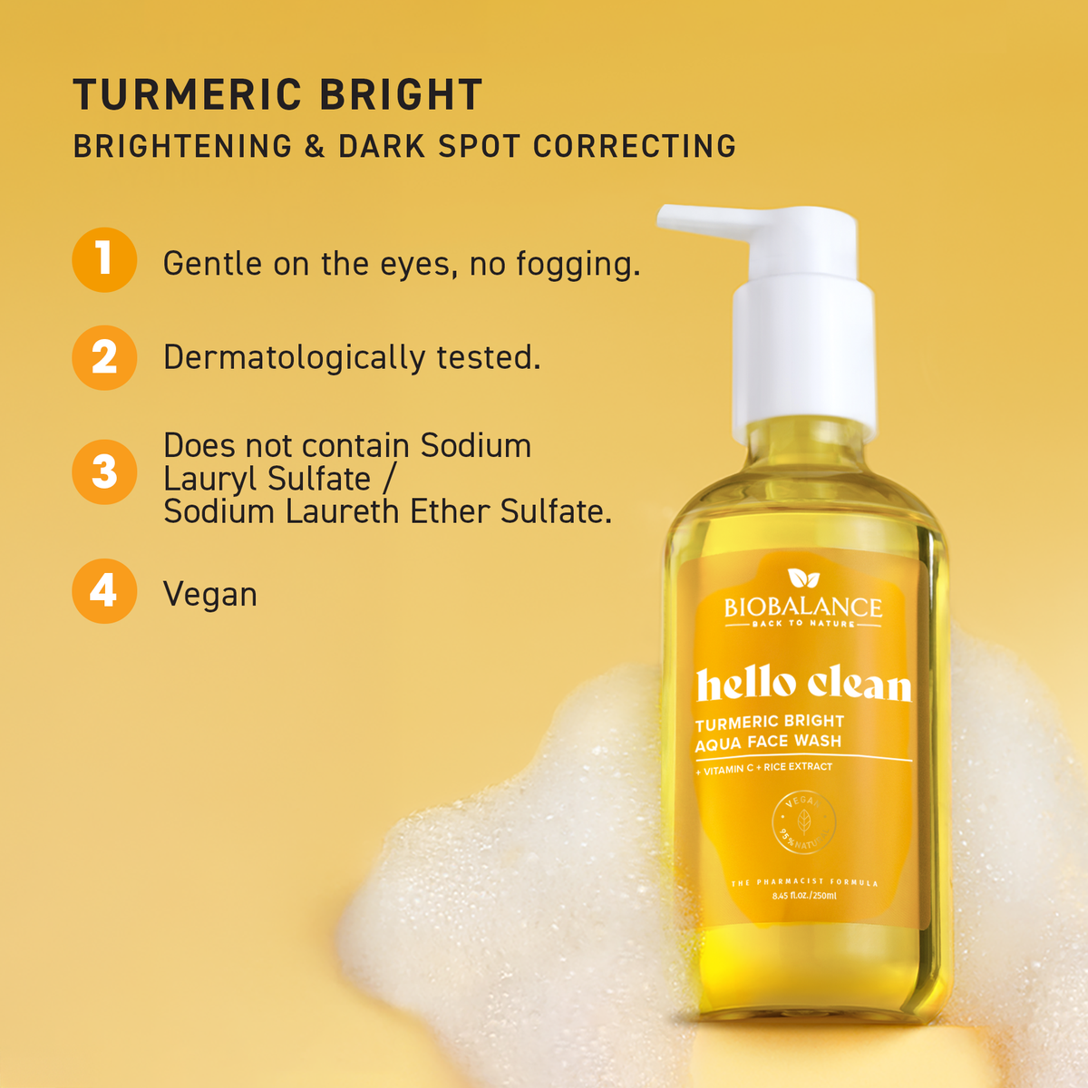 BIO BALANCE Hello Clean Turmeric Bright Aqua Face Wash – skaistinantis veido prausiklis