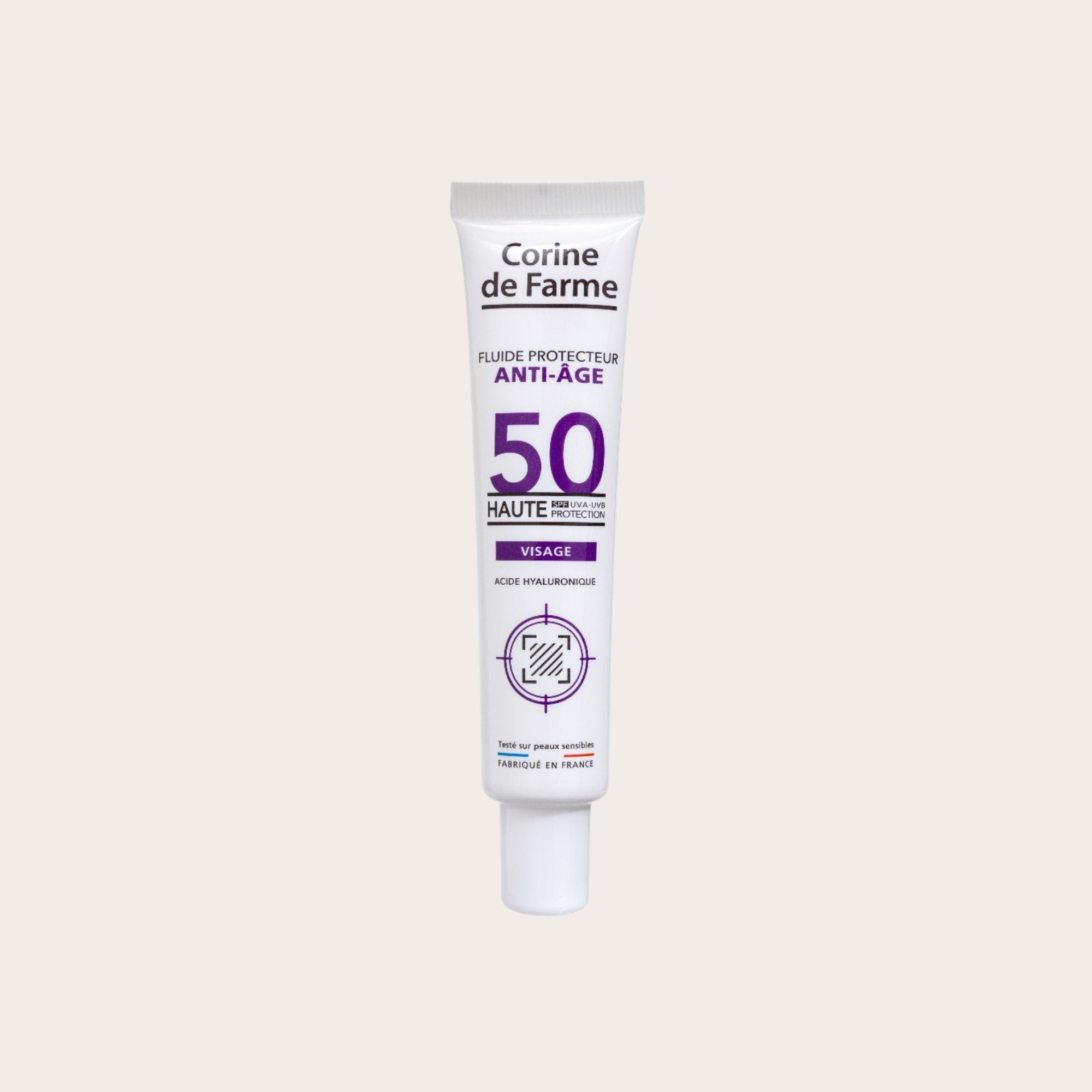 CORINE DE FARME Anti-Age Protective Fluid SPF50 – apsauga nuo saulės su senėjimą stabdančiu poveikiu SPF50