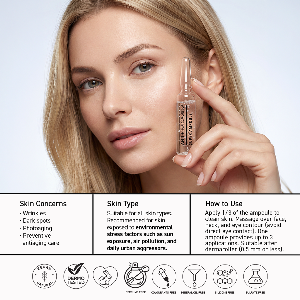 BIO BALANCE Anti.Photoaging - antioksidantinį poveikį turinčios ampulės veidui