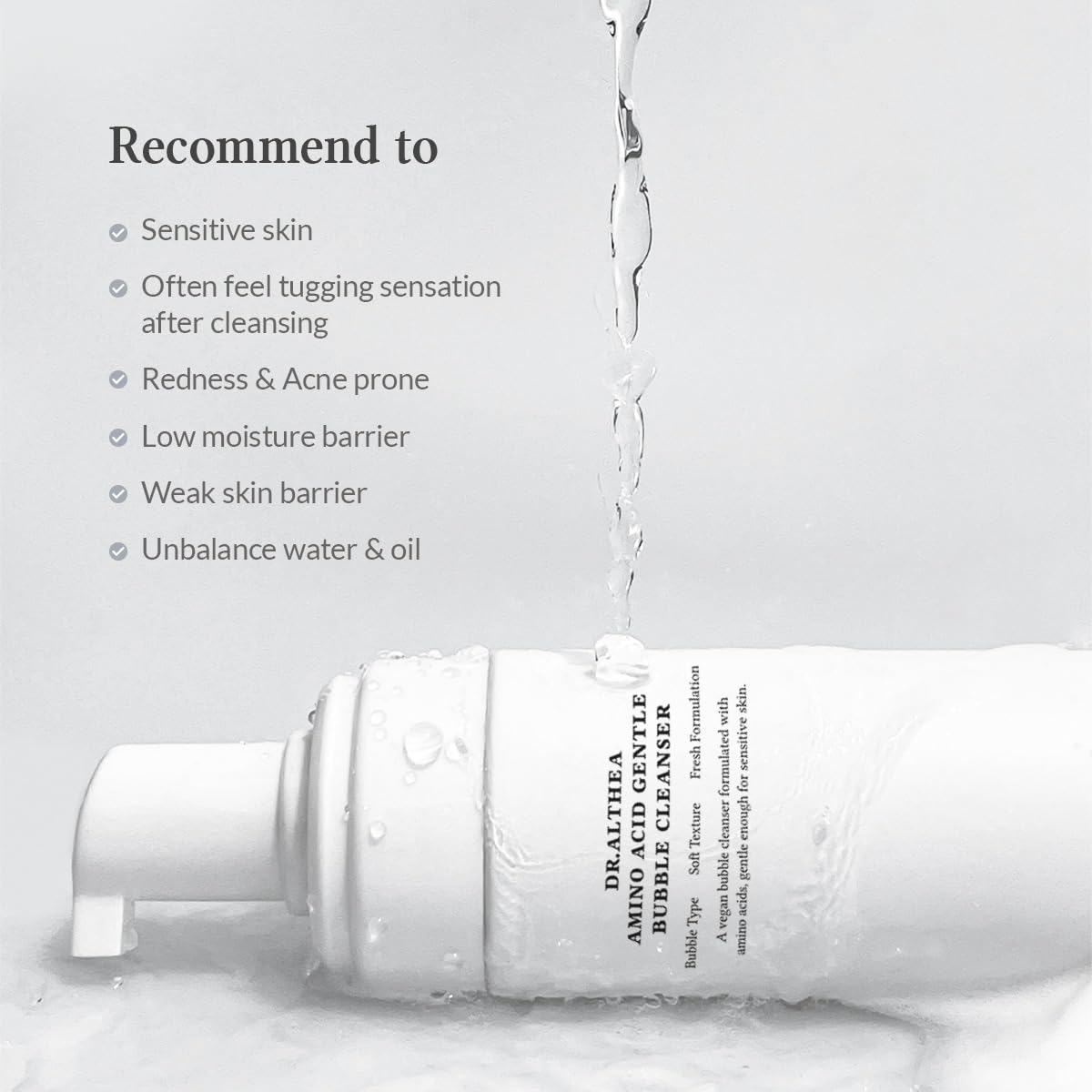 DR. ALTHEA 15% Amino Acid Gentle Bubble Cleanser - švelnus putų veido prausiklis jautriai odai