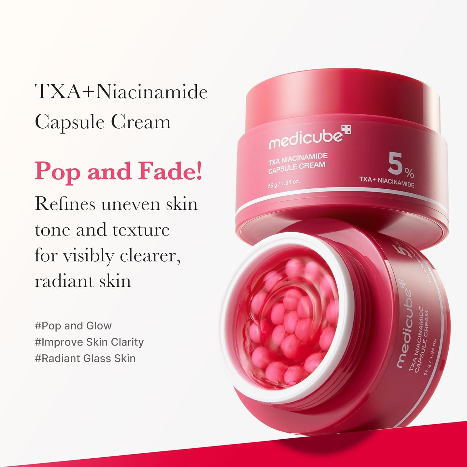 MEDICUBE TXA Niacinamide Capsule Cream - skaistinantis ir drėkinantis veido kremas