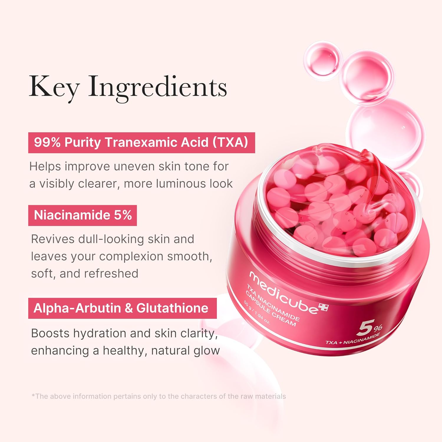 MEDICUBE TXA Niacinamide Capsule Cream - skaistinantis ir drėkinantis veido kremas
