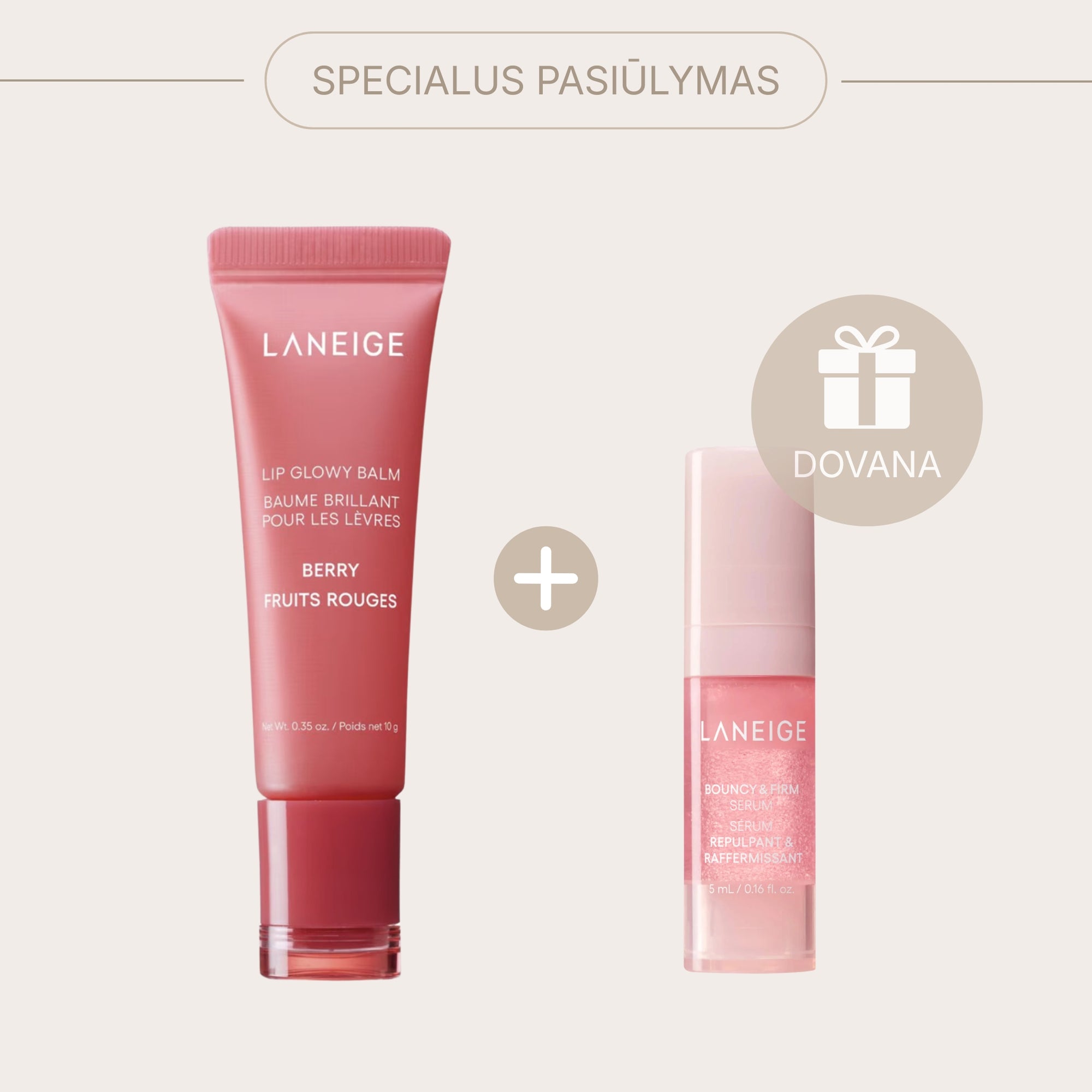 LANEIGE Lip Glowy Balm Berry – drėkinamasis lūpų balzamas + DOVANA