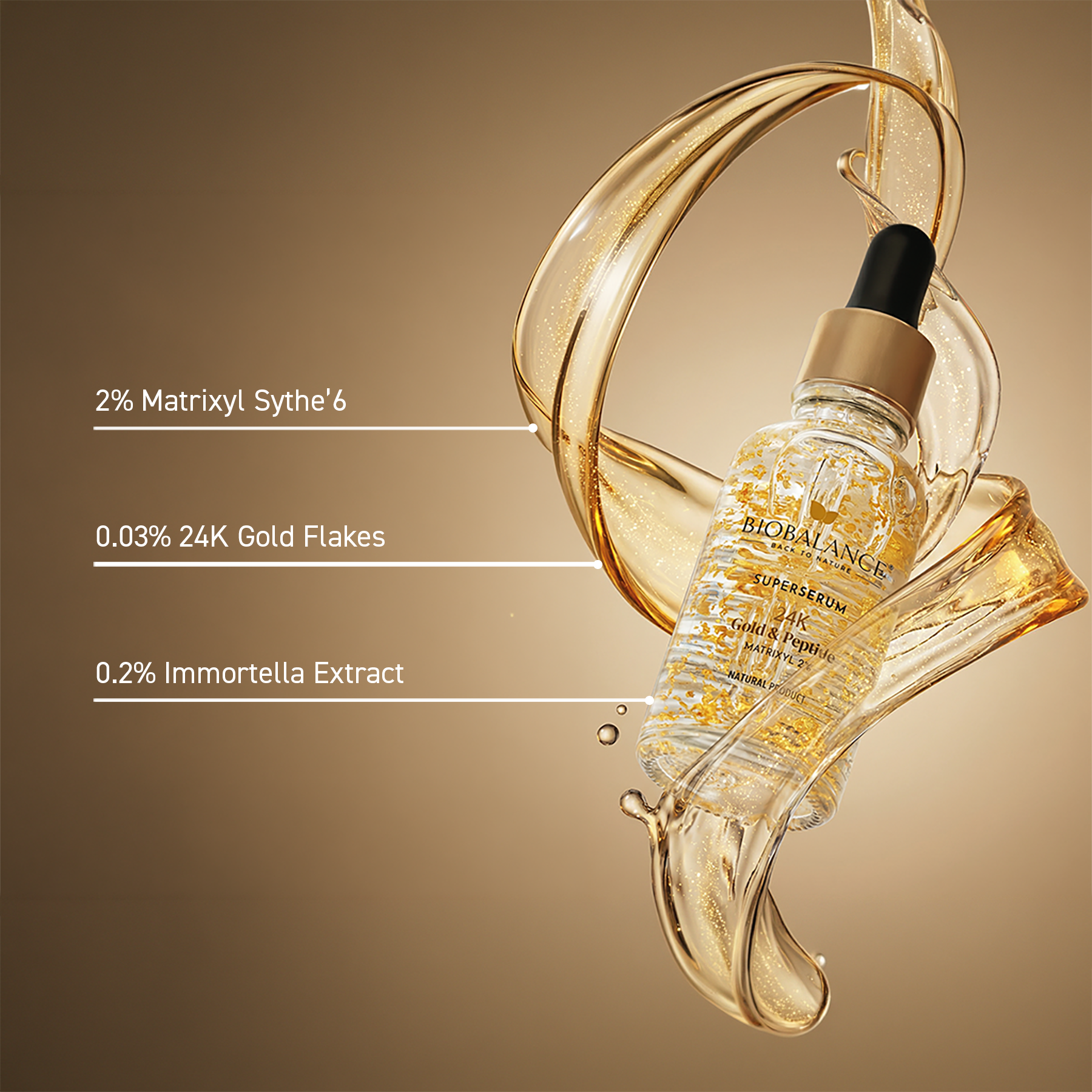 BIO BALANCE Gold &amp; Peptide 24K - raukšles mažinantis veido serumas