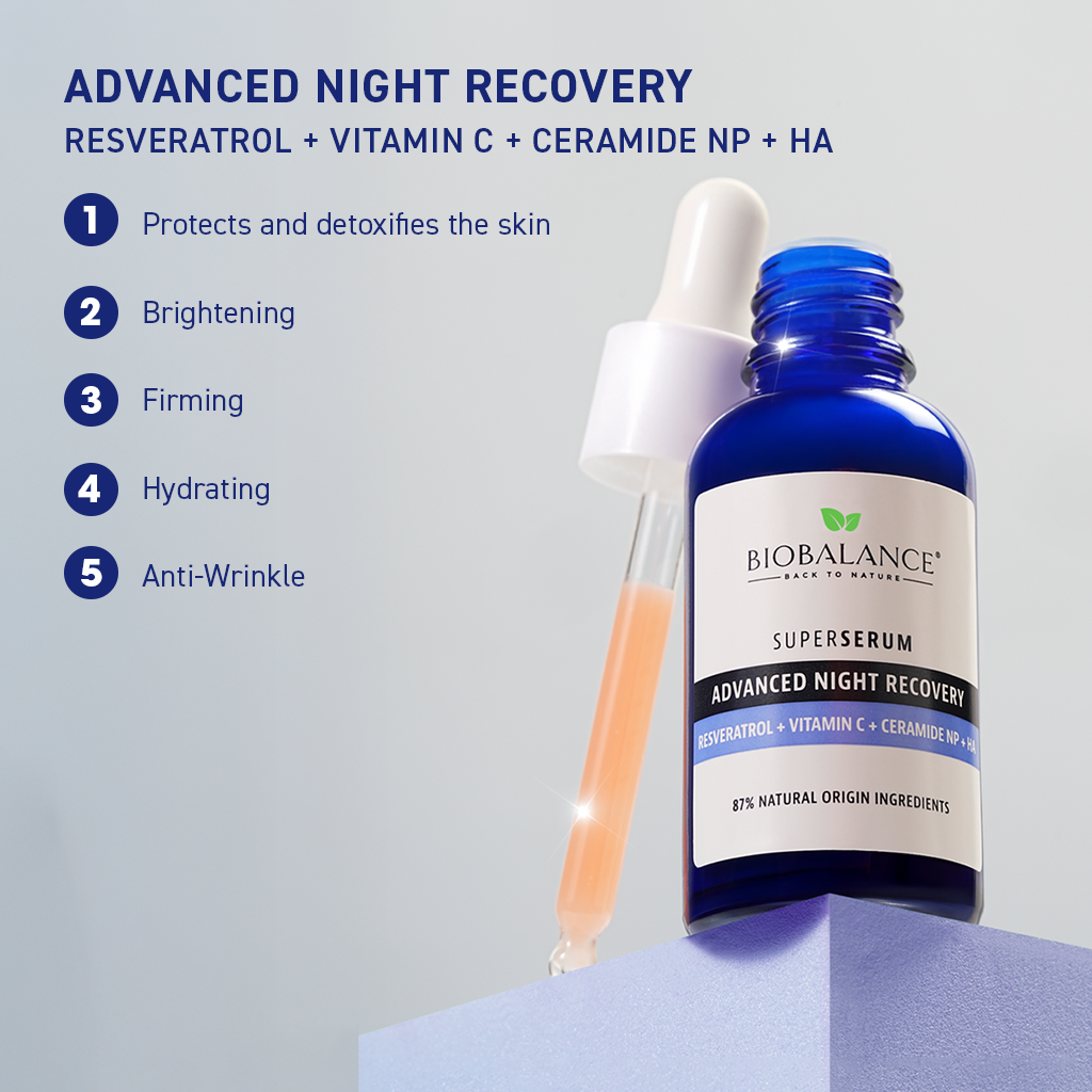BIO BALANCE Advanced Night Recovery - naktinis atkuriamasis veido serumas