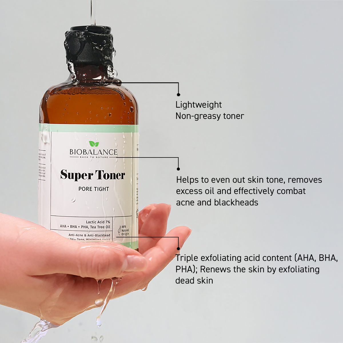 BIO BALANCE Super Toner Pore Tight – poras sutraukiantis veido tonikas