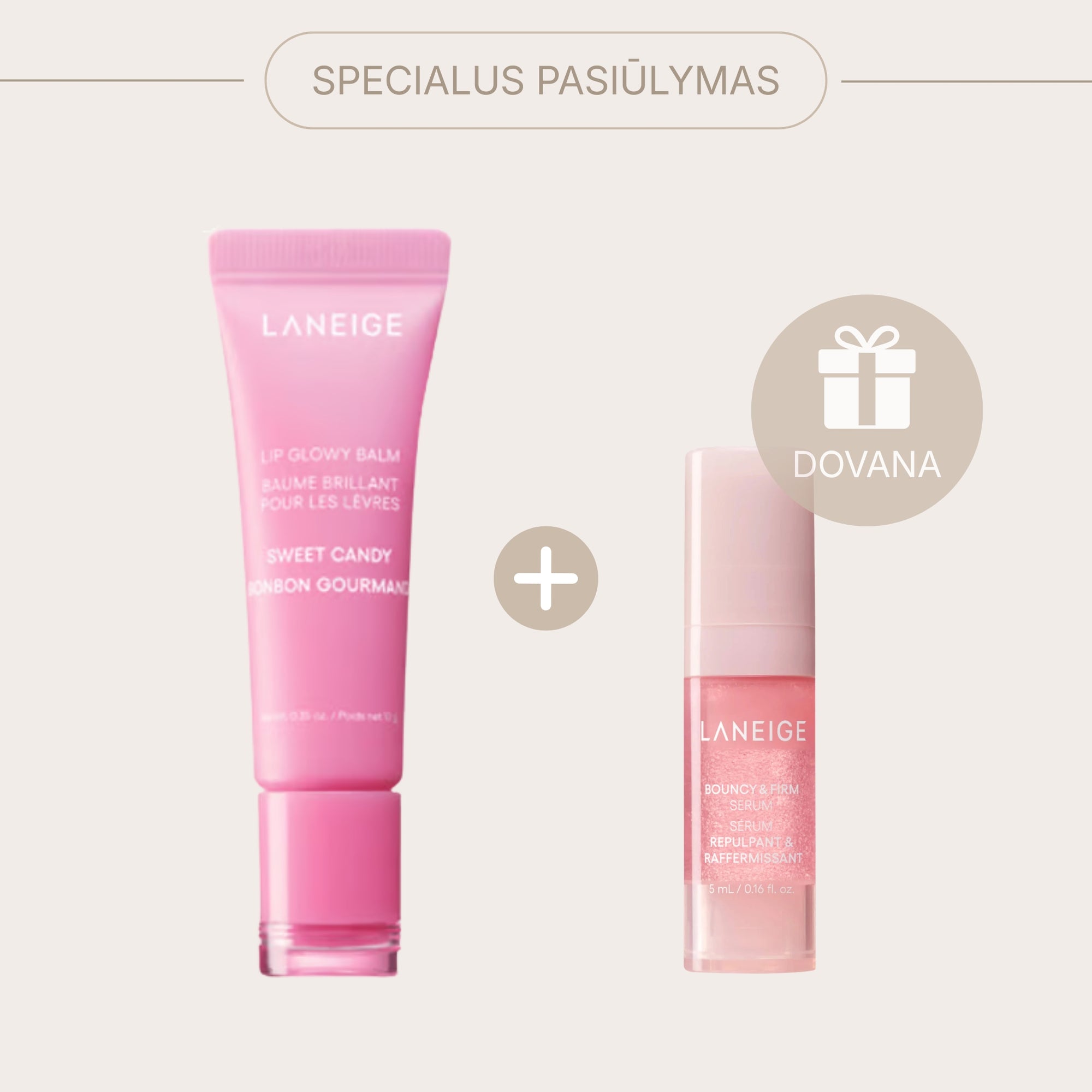 LANEIGE Lip Glowy Balm Sweet Candy – drėkinamasis lūpų balzamas + DOVANA