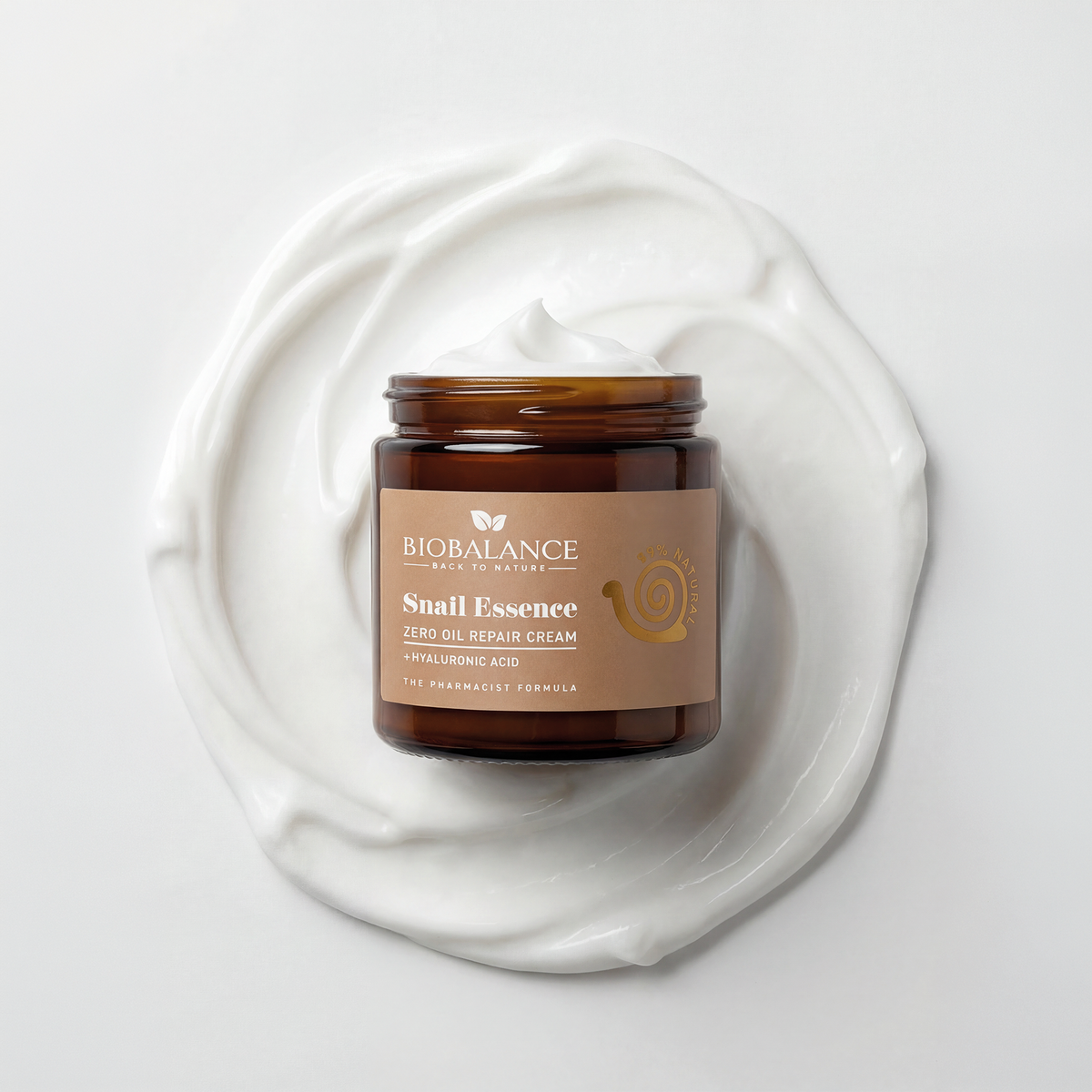 BIO BALANCE Snail Essence Zero Oil Repair Cream  – atkuriamasis veido kremas su sraigių mucinu