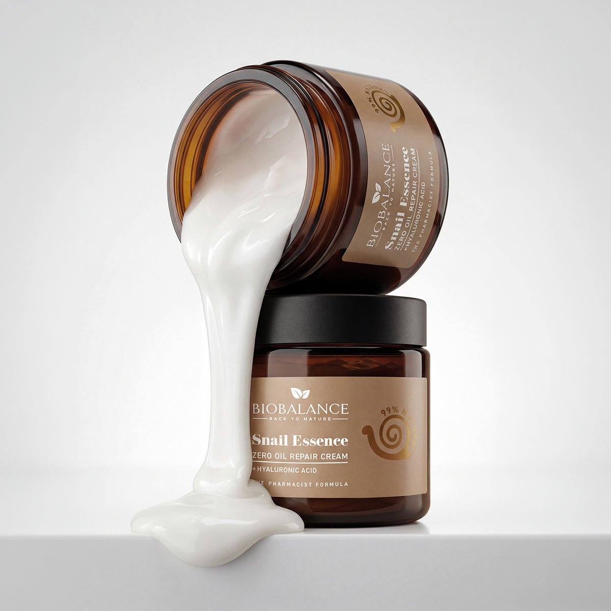 BIO BALANCE Snail Essence Zero Oil Repair Cream  – atkuriamasis veido kremas su sraigių mucinu