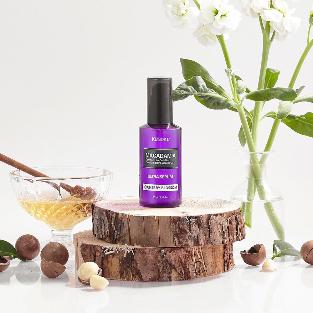 Macadamia Hair Serum Cherry Blossom – serumas plaukų galiukams vyšnių žiedų aromato