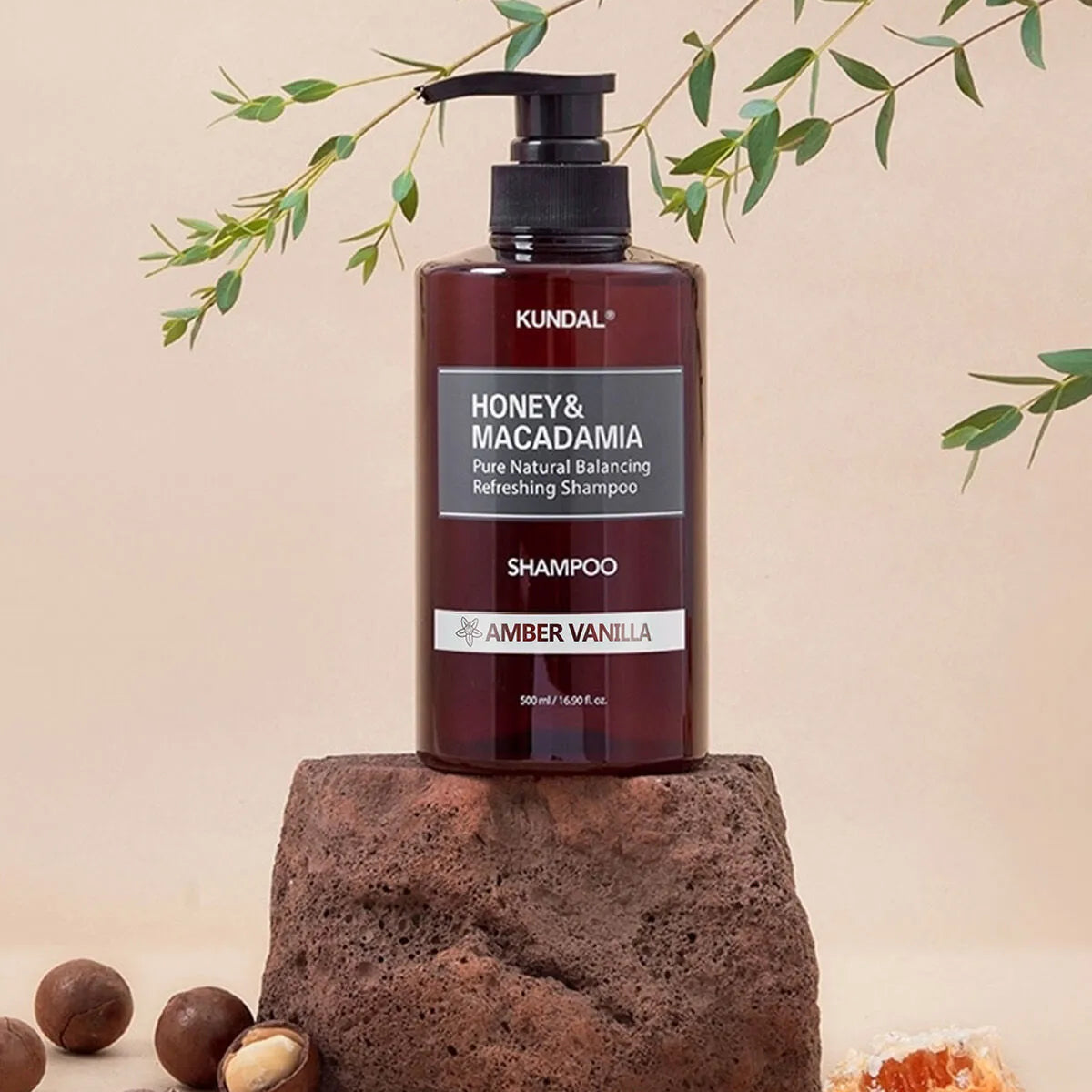 Honey &amp; Macadamia Amber Vanilla – plaukų priežiūros rinkinys vanilės aromato