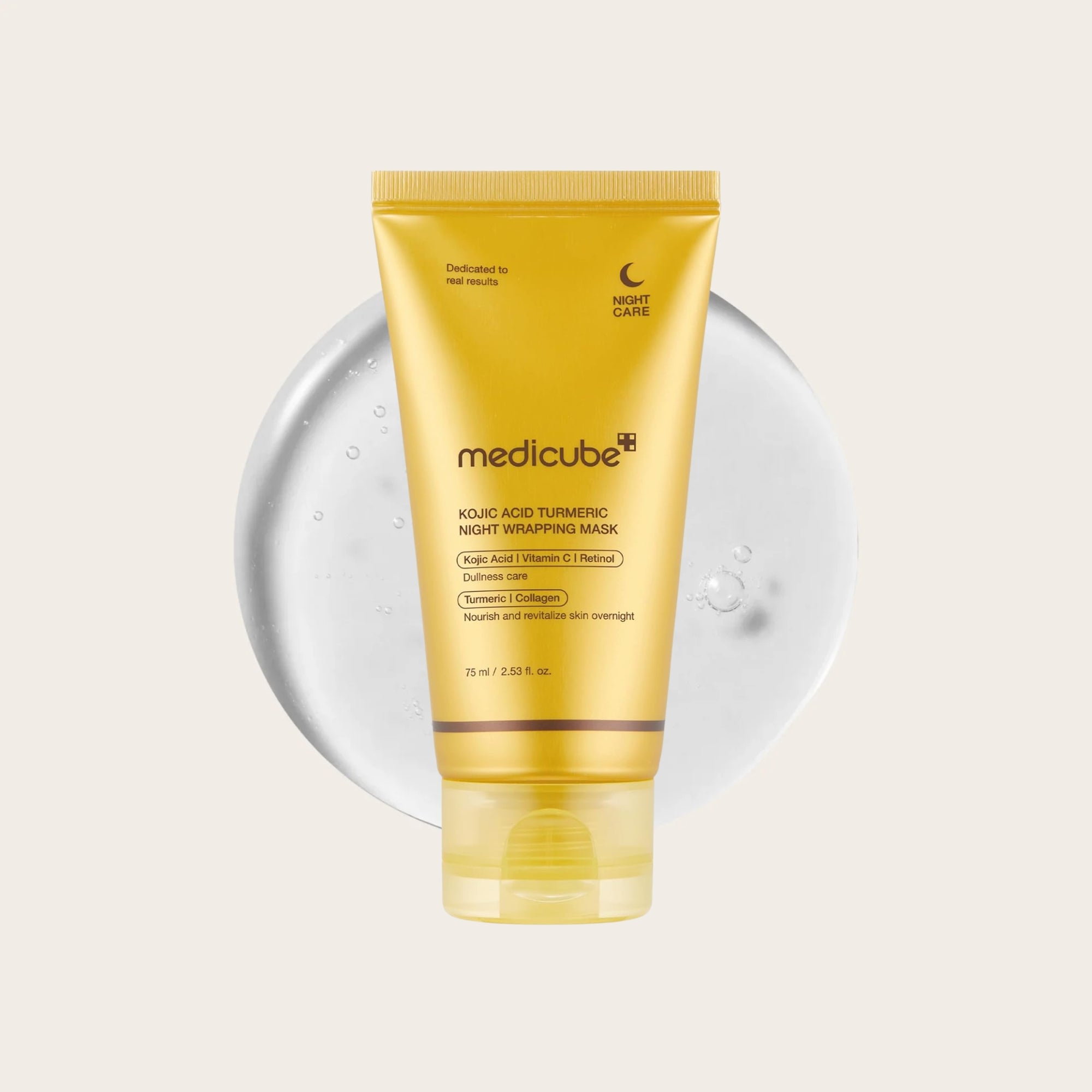 MEDICUBE Kojic Acid Turmeric Night Wrapping Mask – naktinė skaistinanti veido kaukė