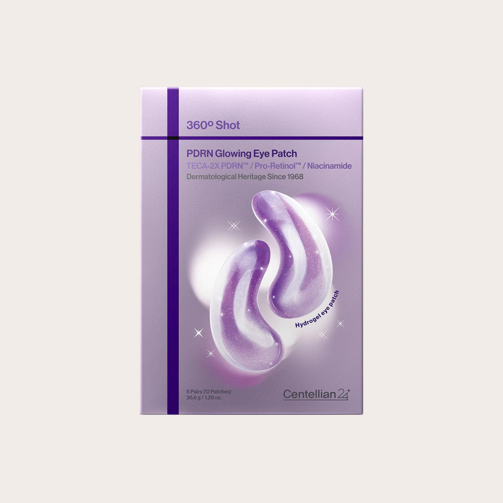 CENTELLIAN24 360º Shot PDRN Glowing Eye Patch – hidrogeliniai paakių padeliai (6 poros / 12 vnt)