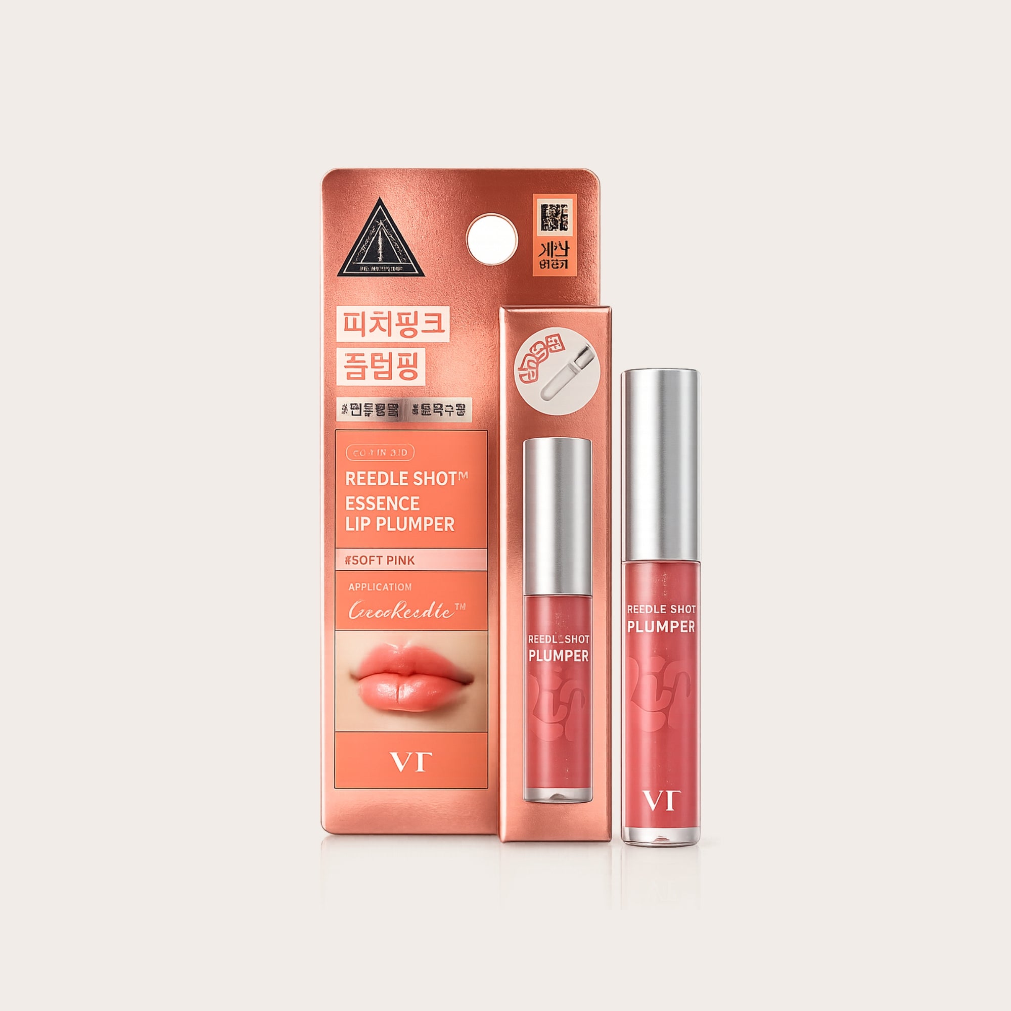 VT COSMETICS Reedle Shot Essence Lip Plumper 03 Soft Pink– drėkinantis lūpų putlintojas