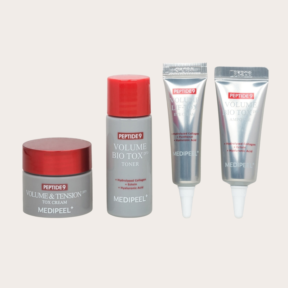 MEDIPEEL Peptide 9 Volume Bio Tox Trial Kit – stangrinantis mini veido priežiūros rinkinys