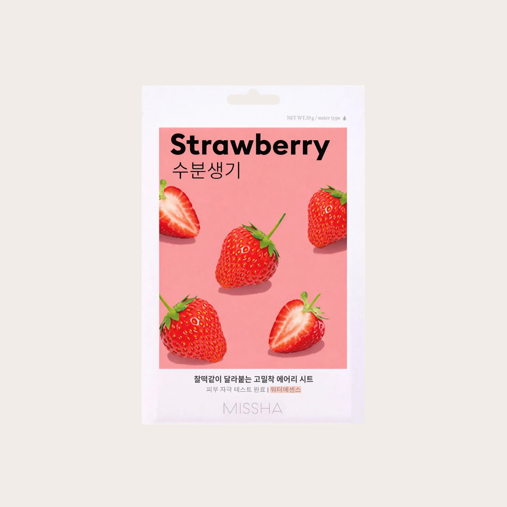 MISSHA Airy Fit Strawberry Sheet Mask - lakštinė veido kaukė su braškių ekstraktu (1 vnt)
