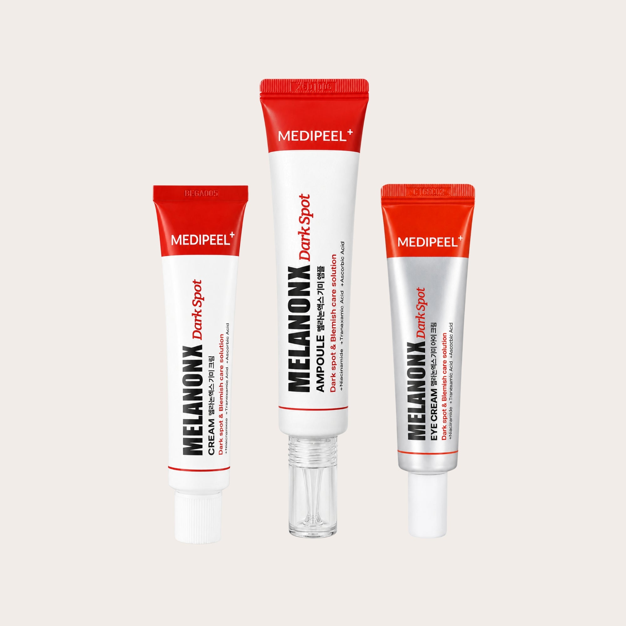 MEDIPEEL Melanon X Dark Spot Set– pigmentines dėmes mažinantis ir skaistinantis veido priežiūros rinkinys