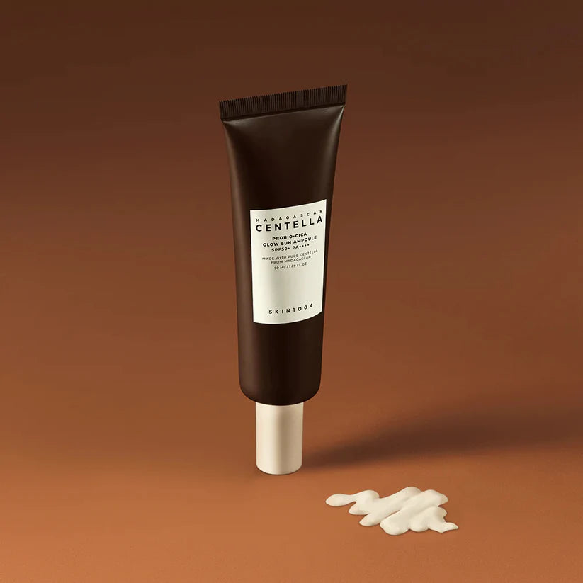 SKIN1004 Madagascar Centella Probio-Cica Glow Sun Ampoule SPF50+ PA++++ - drėkinamasis apsauginis kremas nuo saulės
