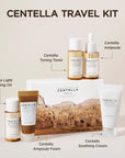 Madagascar Centella Travel Kit – raminantis ir drėkinantis kelioninis veido priežiūros rinkinys