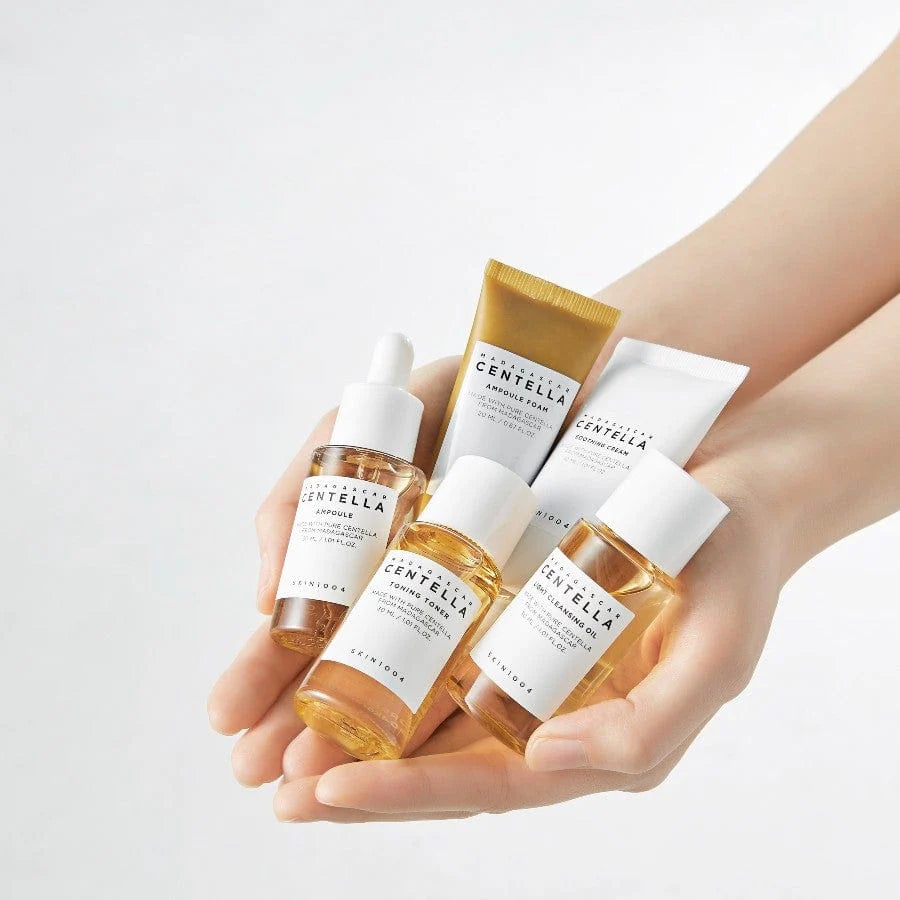 Madagascar Centella Travel Kit – raminantis ir drėkinantis kelioninis veido priežiūros rinkinys