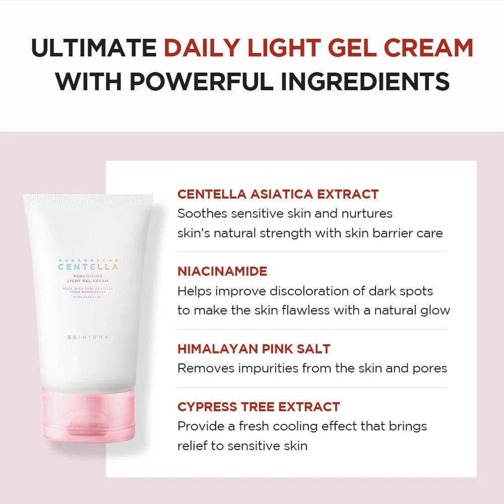 Madagascar Centella Poremizing Light Gel Cream – gaivinantis lengvas drėkinantis veido kremas