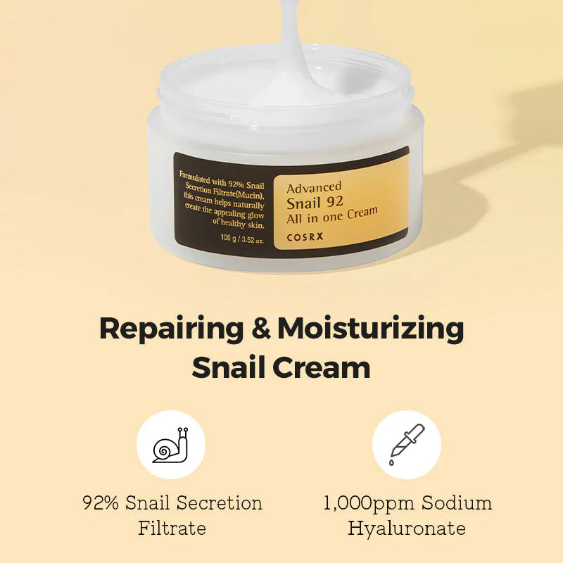 Advanced Snail 92 All In One Cream - atkuriamasis veido kremas su sraigių mucinu