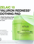 ANUA Azelaic Acid 10 Hyaluron Redness Soothing Pad – raminantys ir raudonį mažinantys veido padeliai
