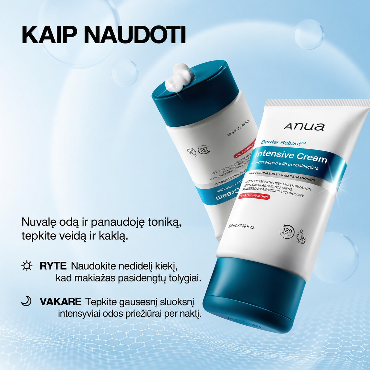 ANUA Barrier Reboot Intensive Cream – intensyviai drėkinantis veido kremas odos barjerui