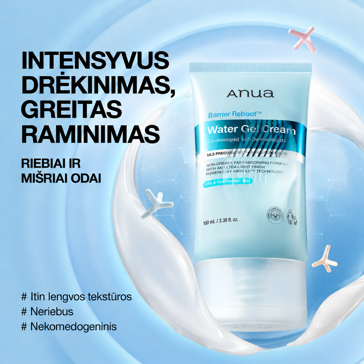 ANUA Barrier Reboot Water Gel Cream – gelinis veido kremas