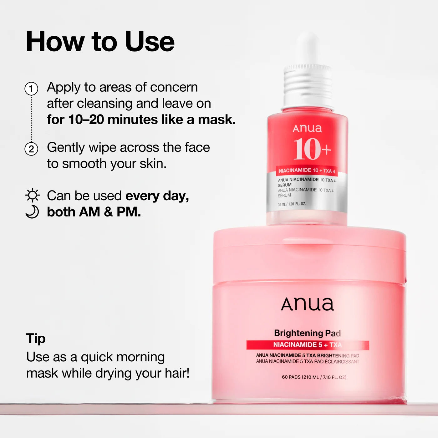 ANUA Niacinamide 5 TXA Brightening Pad – skaistinantys veido padeliai