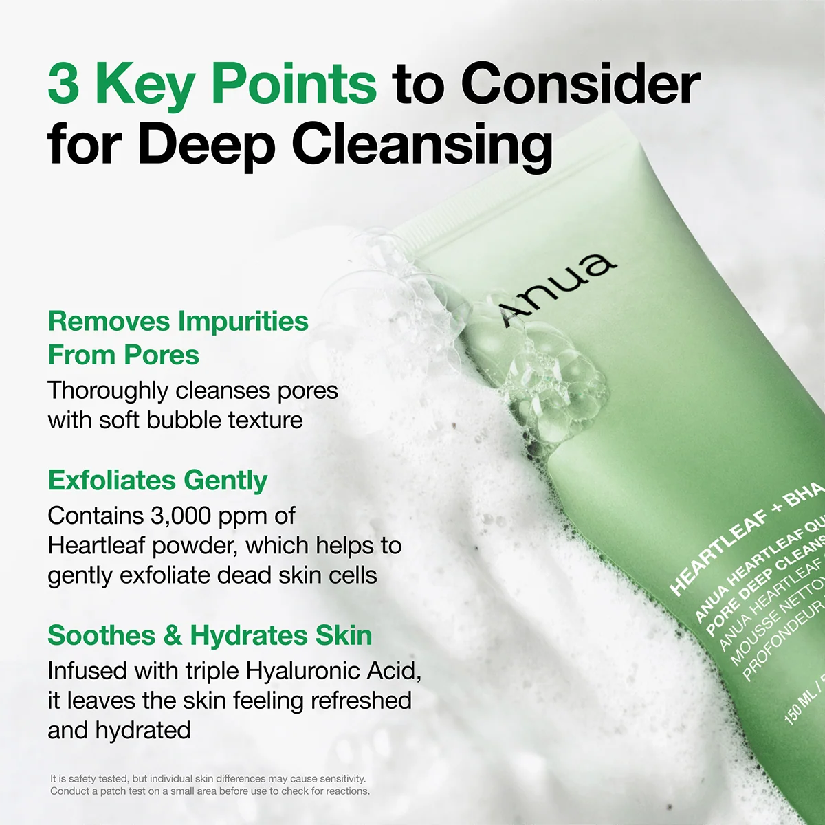 ANUA Heartleaf Quercetinol Pore Deep Cleansing Foam – giliai poras valantis veido prausiklis