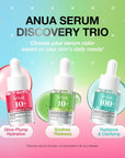 ANUA Serum Discovery Trio - veido serumų rinkinys drėkinimui, pigmentacijos ir raudonio mažinimui