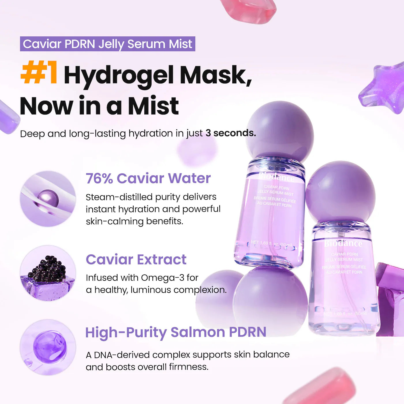 BIODANCE Caviar PDRN Jelly Serum Mist – drėkinanti seruminė veido dulksna