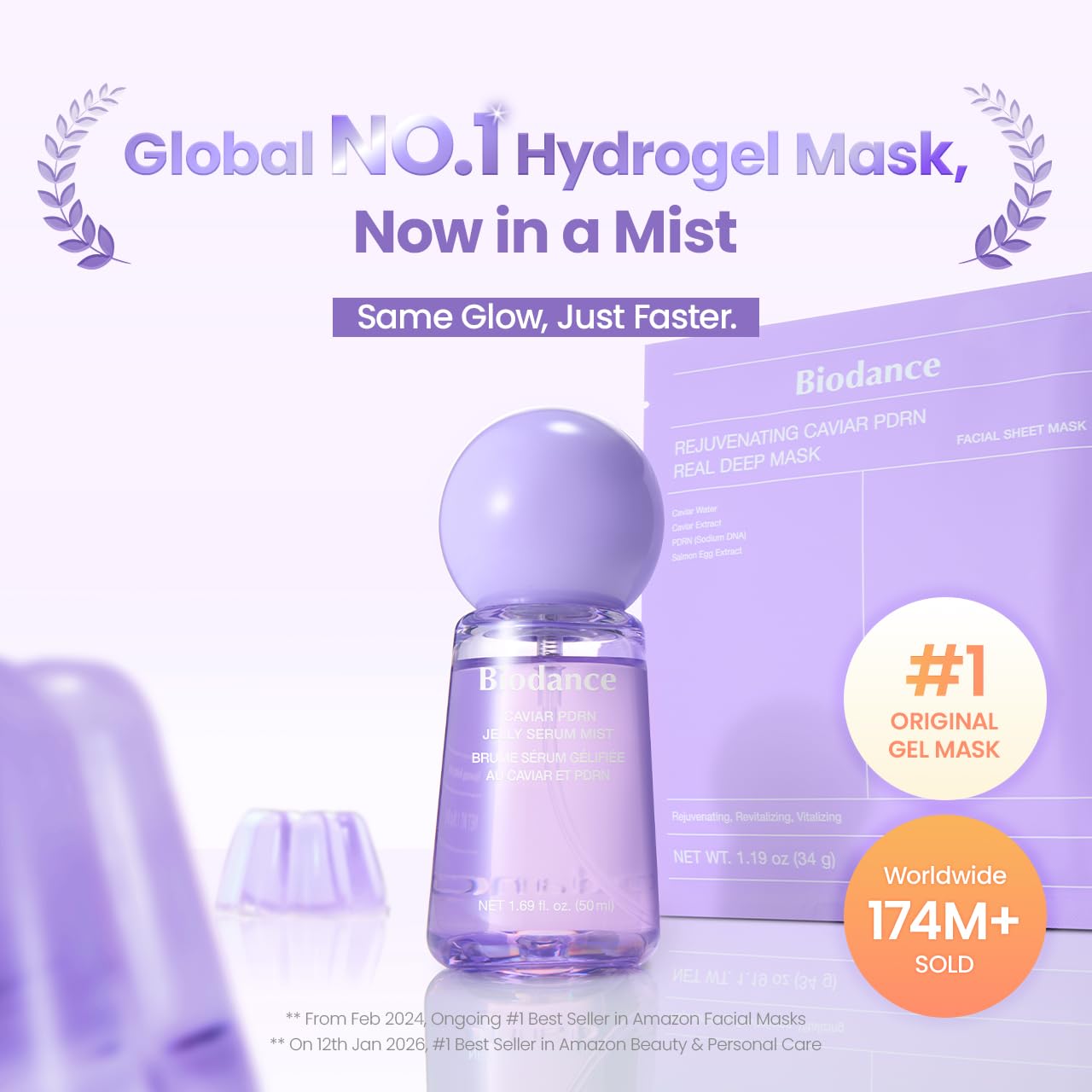 BIODANCE Caviar PDRN Jelly Serum Mist – drėkinanti seruminė veido dulksna