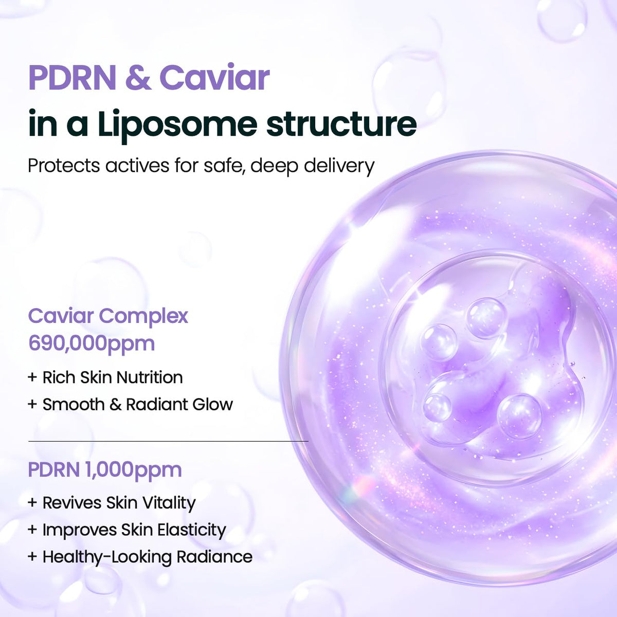 BIODANCE Caviar PDRN Liposome Bubble Booster – atkuriantis veido odos paruošimo boosteris su PDRN
