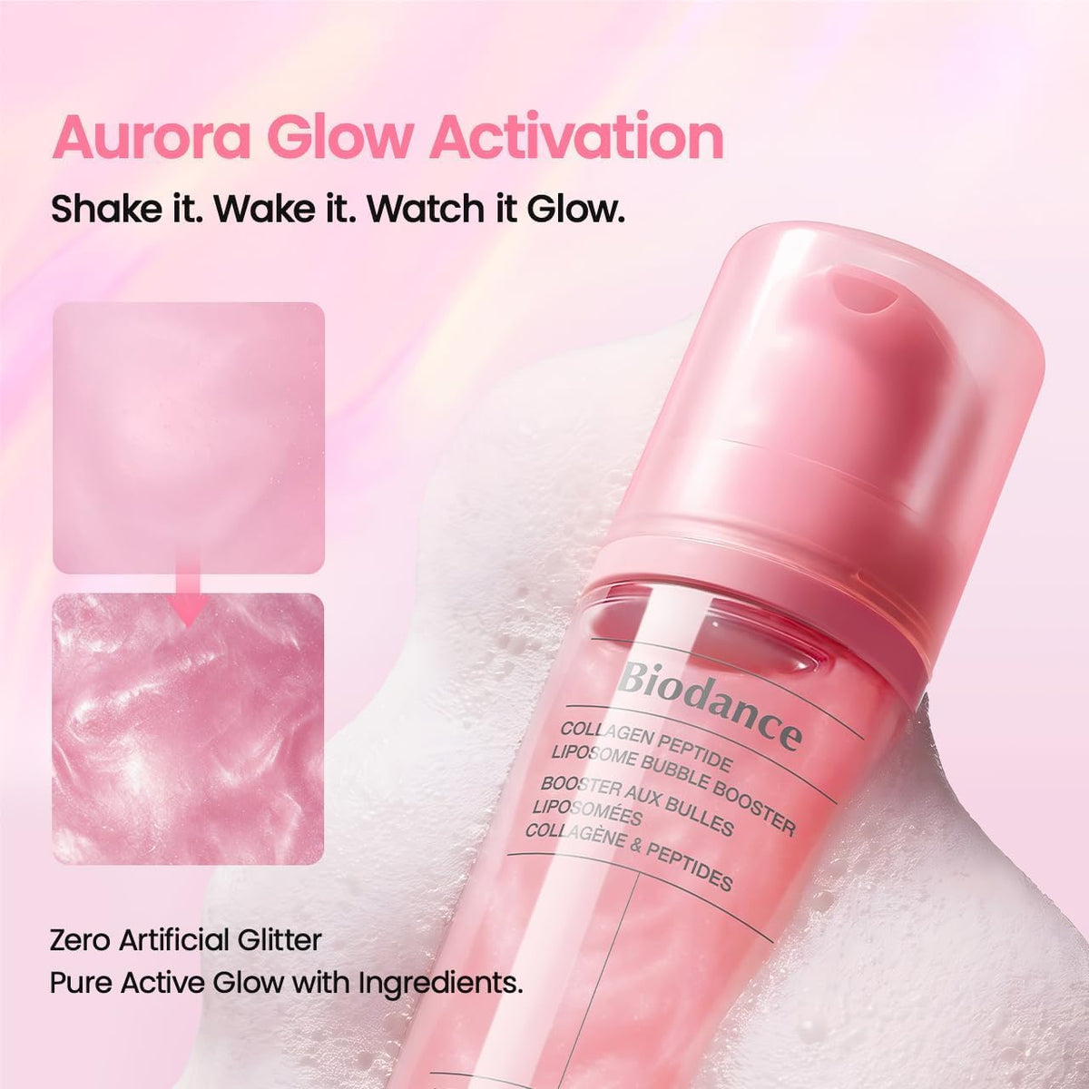 BIODANCE Collagen Peptide Liposome Bubble Booster – stangrinantis veido odos paruošimo boosteris su kolagenu ir peptidais