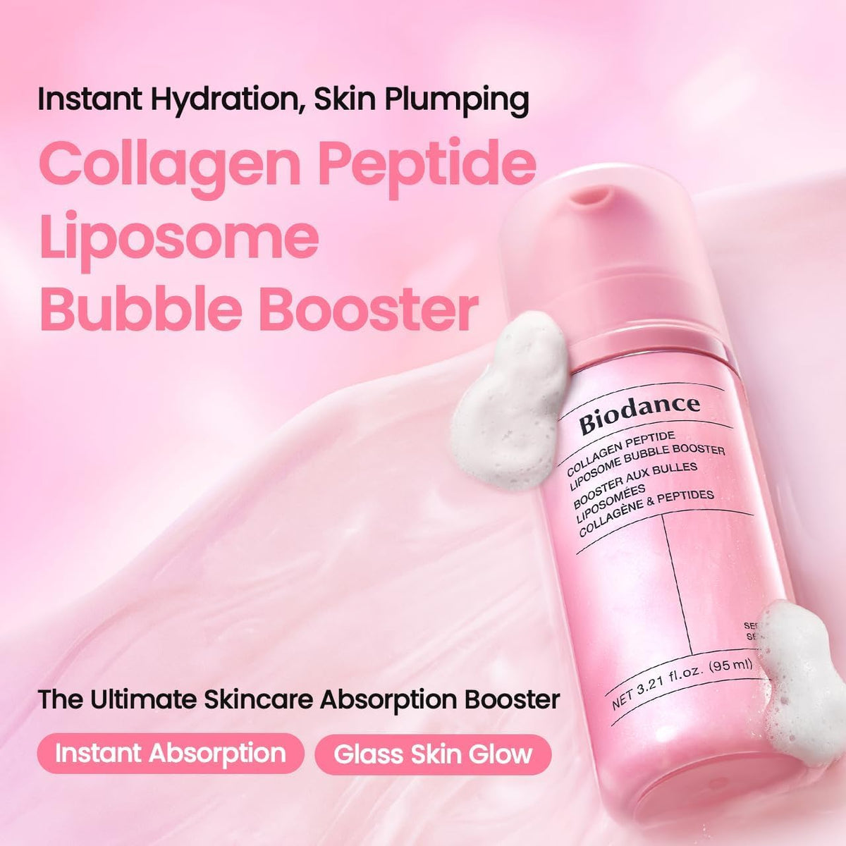 BIODANCE Collagen Peptide Liposome Bubble Booster – stangrinantis veido odos paruošimo boosteris su kolagenu ir peptidais