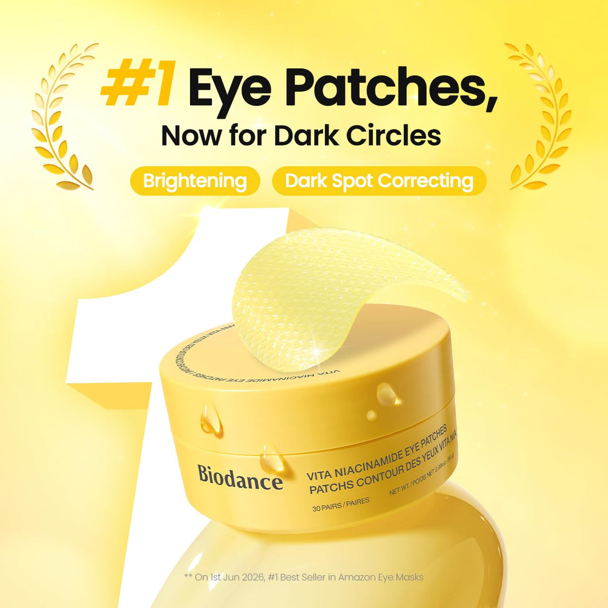 BIODANCE Vita Niacinamide Eye Patches – šviesinantys paakių padeliai nuo patamsėjimų