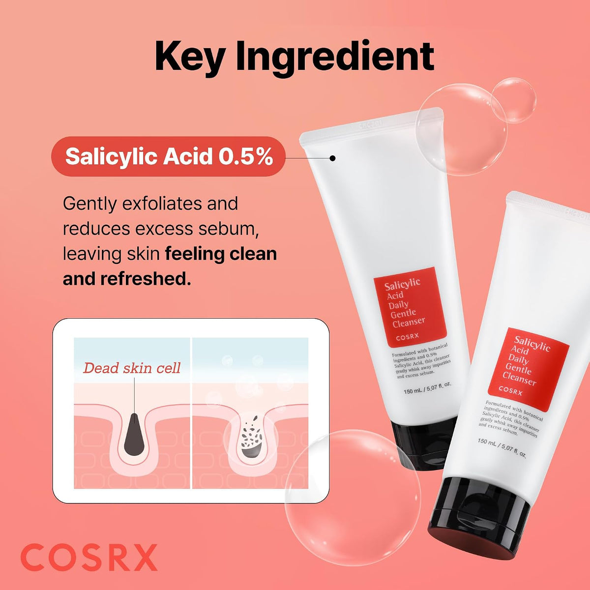 COSRX Salicylic Acid Daily Cleanser – veido prausiklis su salicilo rūgštimi