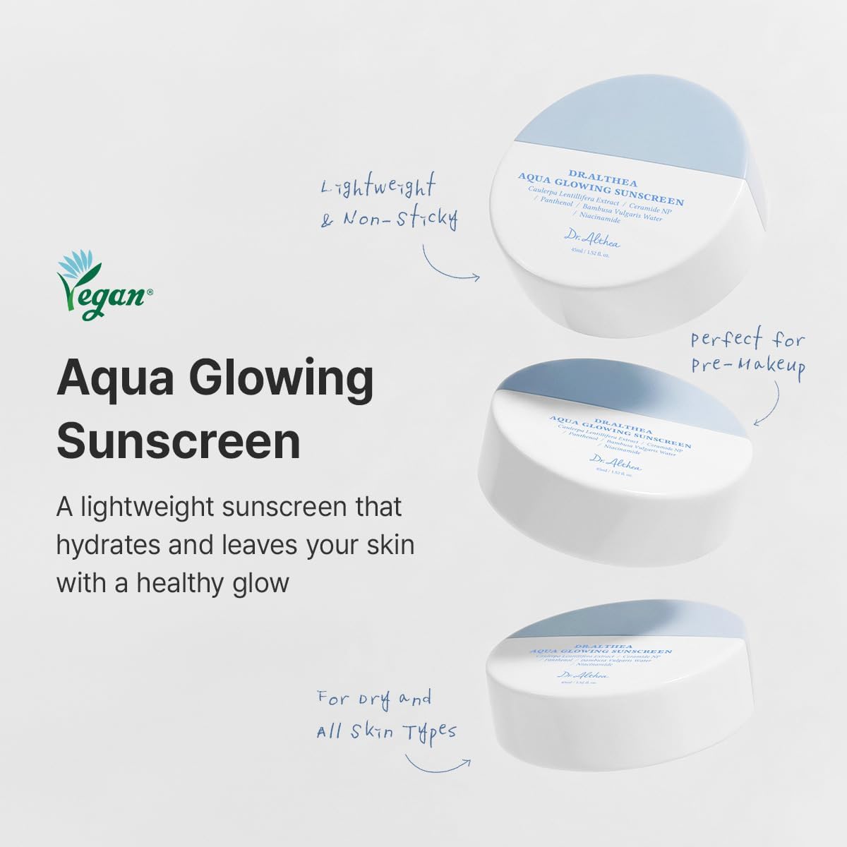 DR.ALTHEA Aqua Glowing Sunscreen SPF50+ – drėkinantis apsauginis kremas nuo saulės